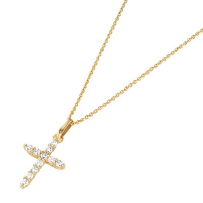 Karat 99075340450 Halskette mit Anhänger Damen Kreuz Zirkonia 375/- Gelbgold 