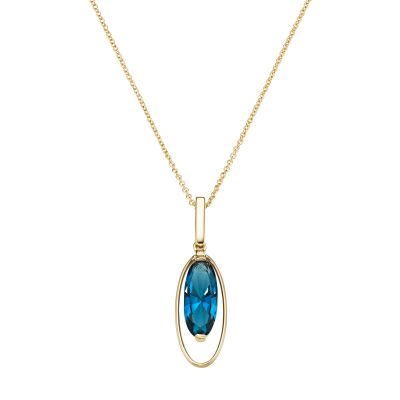 Karat Collier Damen London Blue Topas Oval 375er Gelbgold 99089040450