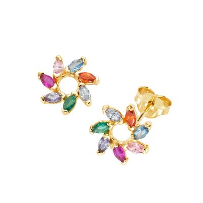 Karat Ohrstecker Damen Blumen Zirkonia 375er Gelbgold 94053140