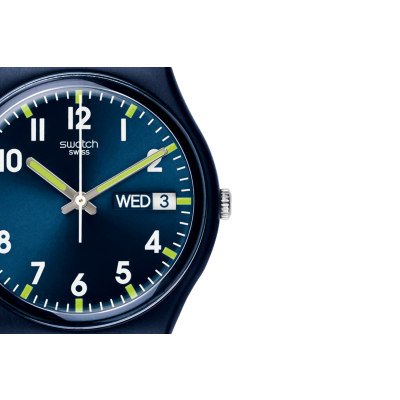 Swatch GN718 Armband-Uhr Sir Blue Classic Analog Quarz Silikon-Band