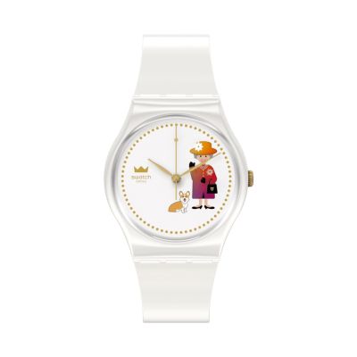 Swatch GZ711 Armband-Uhr How Majestic Analog Quarz Silikon-Band Ø 34 mm