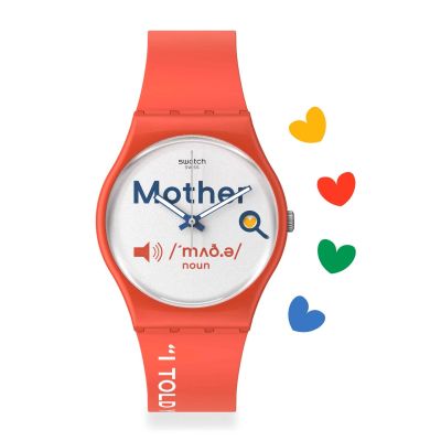 Swatch GZ713 Armband-Uhr Damen All About Mom Analog Quarz Silikon-Band