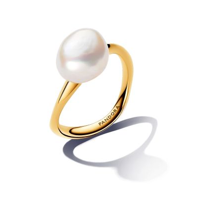 Pandora Essence Ring Süßwasserperle Barock Vergoldet 163293C01 Gr. 54