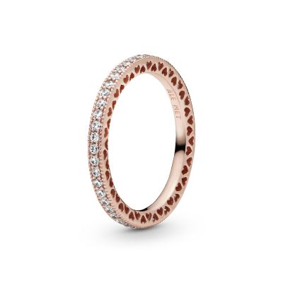 Pandora Rose 180963CZ Ring Damen Funkeln und Herzen 14k Rosé Vergoldet