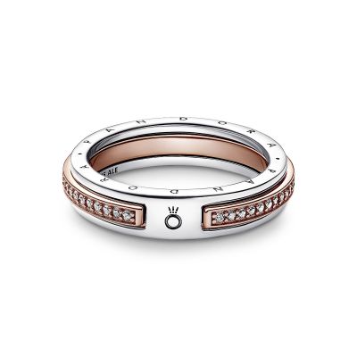Pandora 182773C01 Ring Damen Signature Logo & Pavé Silber Rosévergoldet 