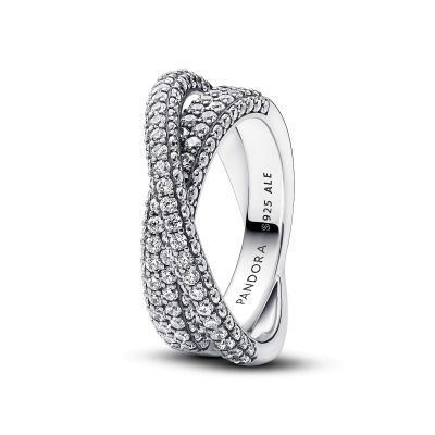 Pandora 193022C01 Ring Damen Timeless Pavé Gekreuzter Doppelband Silber Gr. 52