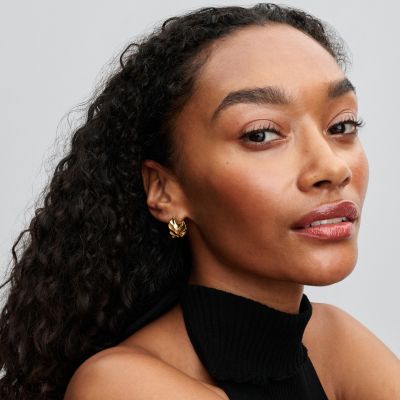 Pandora Creolen Ohrringe Damen Gewellt 14K Vergoldet 263874C00