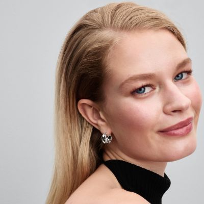 Pandora Creolen Ohrringe Damen Klein Gewellt Sterling-Silber 293874C00