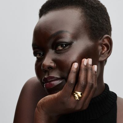 Pandora Ring Damen Welliger Doppel-Ring 14K Vergoldet 163832C00