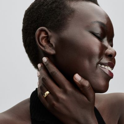 Pandora Ring Damen Breites Band Gewellt 14K Vergoldet 163886C00