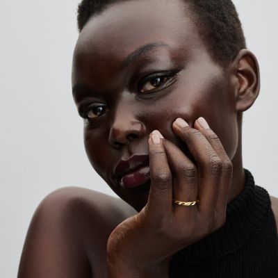 Pandora Ring Damen Gewelltes Band 14 Karat Vergoldet 163885C00