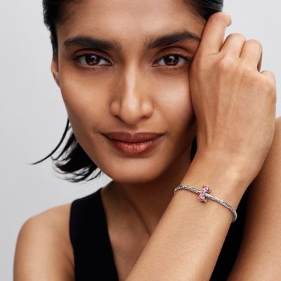 Pandora Charm Schleife Zirkonia Rosafarben Sterling-Silber 794253C01