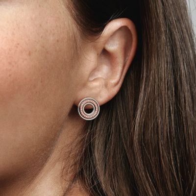 Pandora 282780C01 Ohrstecker Damen Signature Bicolor Logo & Pavé Roségold Silber