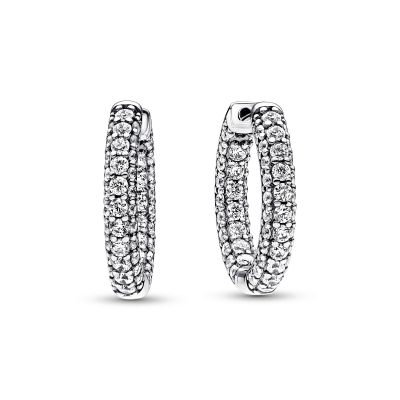 Pandora 292624C01 Ohrringe Creolen Timeless Einreihige Pavé Zirkonia Silber