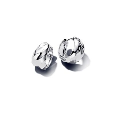 Pandora Creolen Ohrringe Damen Klein Gewellt Sterling-Silber 293874C00
