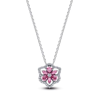Pandora Halskette mit Anhänger Herbarium Rosa Blume Silber 394576C01