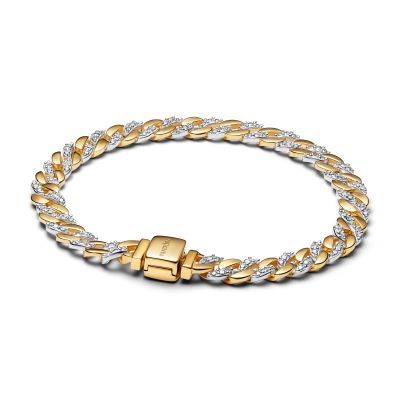 Pandora Cuban-Kettenarmband Pavé Silber 14K Vergoldet 564229C01