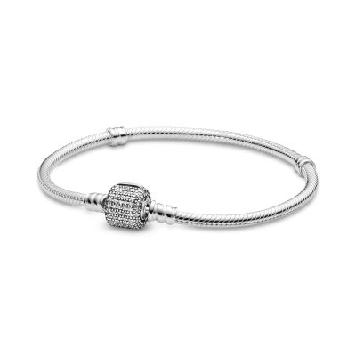 Pandora 590723CZ Schlangen-Gliederarmband mit Pavé-Verschluss Silber