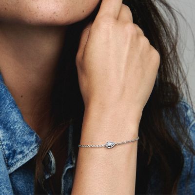 Pandora 593001C01 Gliederarmband Funkelndes Birnen-Kranz Zirkonia Silber 20 cm