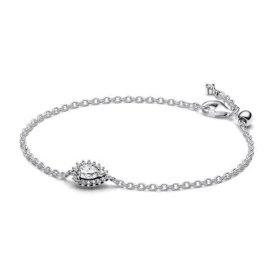 Pandora 593001C01 Gliederarmband Funkelndes Birnen-Kranz Zirkonia Silber 20 cm