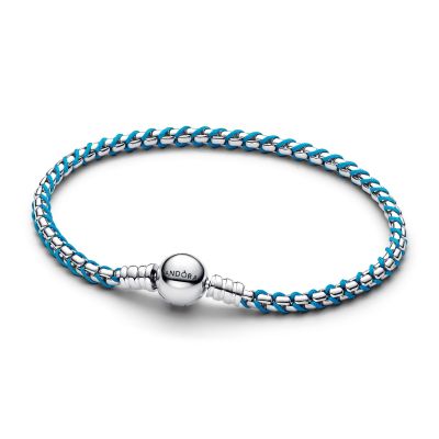 Pandora Gliederarmband Blaue Kordel Sterling-Silber 593816C01