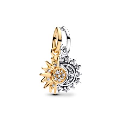 Pandora Charm-Anhänger Sonne & Mond Teilbar Silber Vergoldet 763585C01