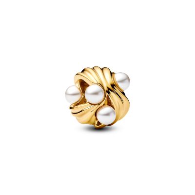 Pandora Charm Damen Abstrakte Wellen Perlen 14K Vergoldet 763915C01