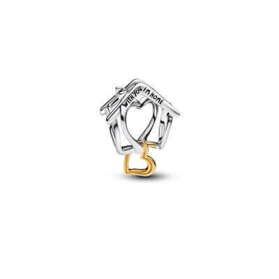 Pandora Charm Haus mit Herz Sterling-Silber 14K Vergoldet 764145C00