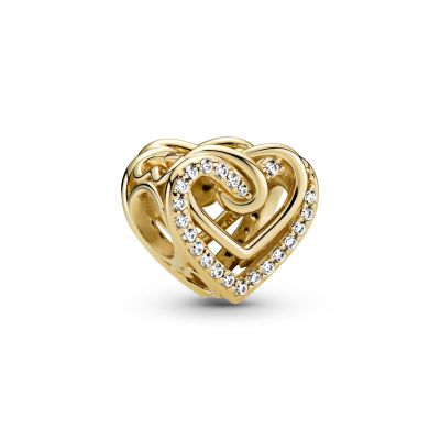 Pandora 769270C01 Charm Damen Funkelnde Verschlungene Herzen 14k Vergoldet