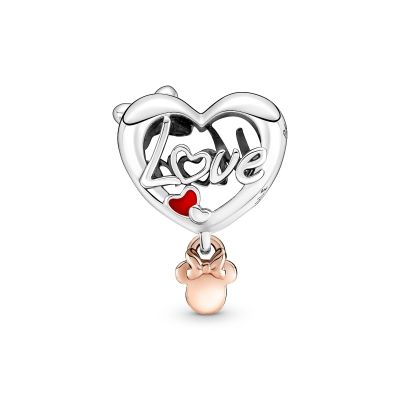Pandora Disney 781142C01 Charm Minnie Maus Mum Herz Silber 14k Rosé Vergoldet