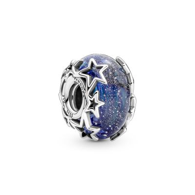 Pandora 790015C00 Charm Damen Galaxis Blau & Stern Murano-Glas Sterling-Silber