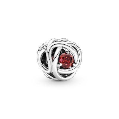 Pandora 790065C01 Charm Damen Juli Geburtsstein Wahres Rot Ewigkeitskreis Silber
