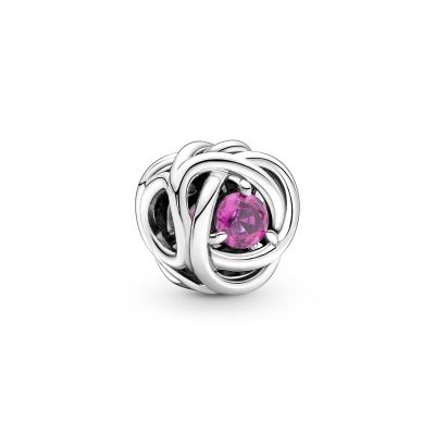 Pandora 790065C05 Charm Oktober Geburtsstein Rosafarbener Ewigkeitskreis Silber
