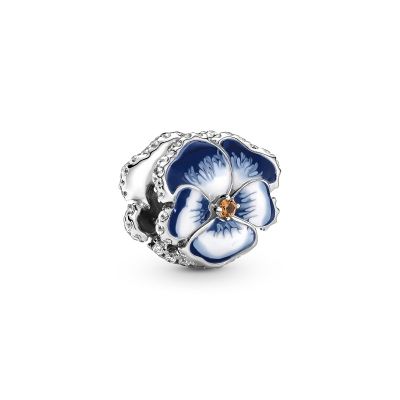 Pandora 790777C02 Charm Damen Blaues Stiefmütterchen Sterling-Silber