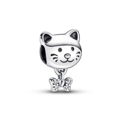 Pandora 792255C01 Charm Damen Katze & Schleife Zirkonia Sterling-Silber
