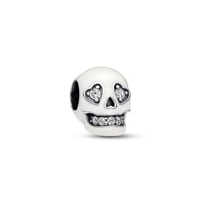 Pandora 792811C01 Charm Damen Glow In The Dark Funkelnder Totenkopf Weiss Silber