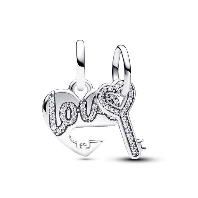 Pandora Charm-Anhänger Herz & Schlüssel Zirkonia Silber 793081C01