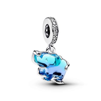 Pandora Charm-Anhänger Elefant Murano Zirkon Blau Silber 793339C01