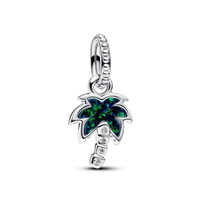 Pandora Charm-Anhänger Palme Opal Zirkonia Grün Silber 793352C01