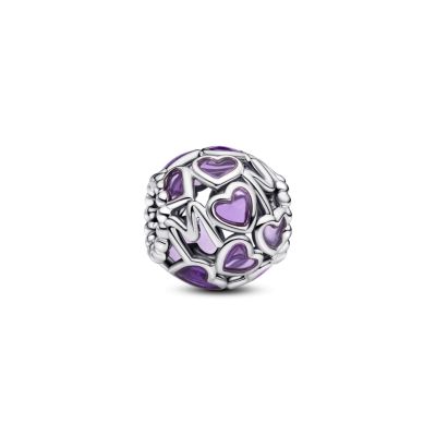 Pandora Charm Damen Herzen Mum Lila Emaille Sterling-Silber 793772C01