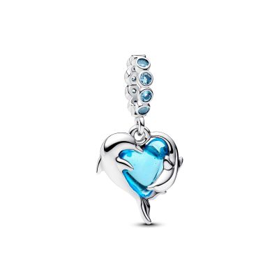 Pandora Charm-Anhänger Blaue Murano-Glas Delfine Silber 793924C01