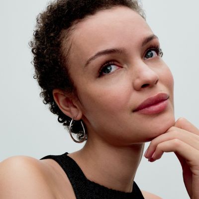 Pandora Essence Creolen Damen Organisch Geformt Silber 42 mm 293299C00