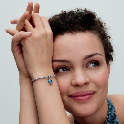 Pandora Charm-Anhänger Elefant Murano Zirkon Blau Silber 793339C01