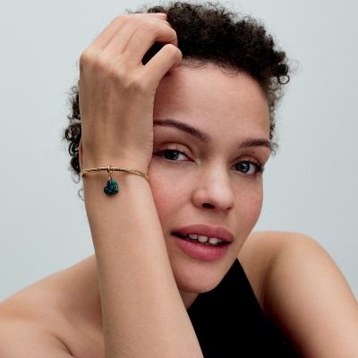 Pandora Charm-Anhänger Damen Herz Opal Grün Vergoldet 763348C01