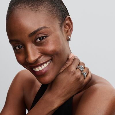 Pandora Ring Funkelnder Strahlenkranz Zirkonia Oval Silber 193777C01