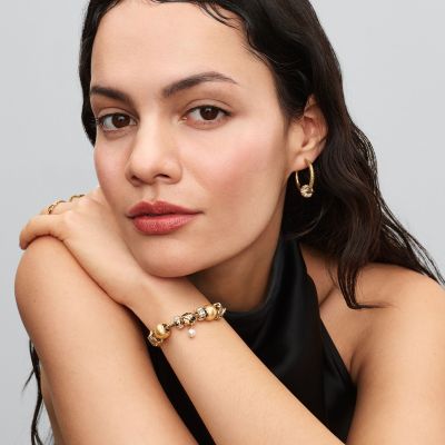 Pandora Charm Damen Kristallperle Gold-Ton Edelmetall 763781C01