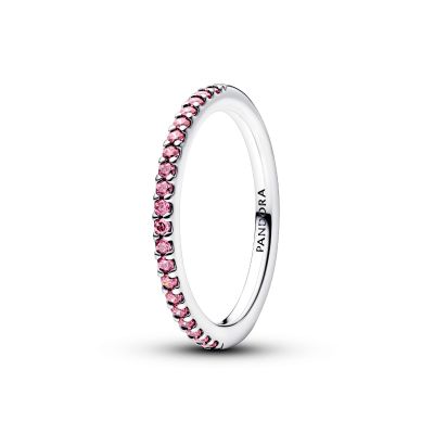 Pandora Ring Funkelnder Rosafarbener Pavé-Band Silber 192999C02