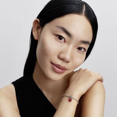 Pandora Charm-Anhänger Rotes Murano-Glas Herz Sterlingsilber 794429C01