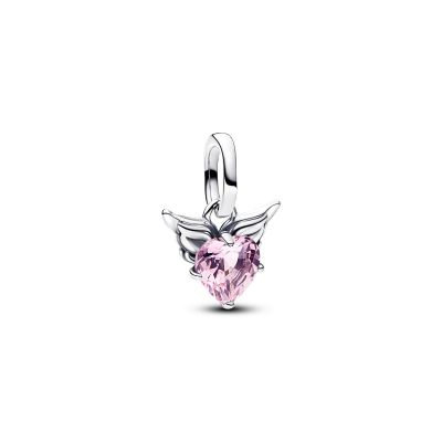 Pandora Me Mini-Charm-Anhänger Rosa Geflügeltes Herz Silber 793626C02