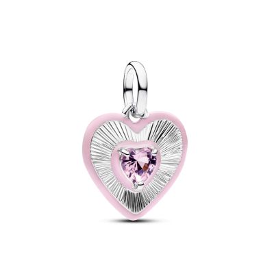 Pandora Me Medaillon-Charm Strahlendes Rosa Herz Silber 794409C01